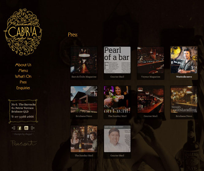 Cabiria Website press page