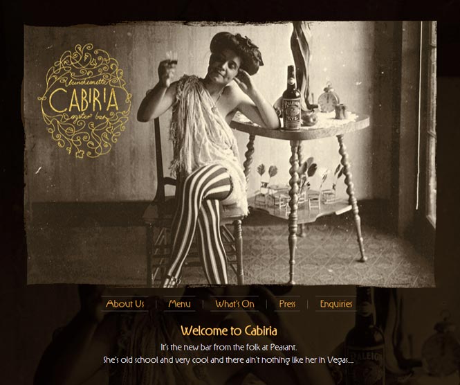 Cabiria Website Splash Page